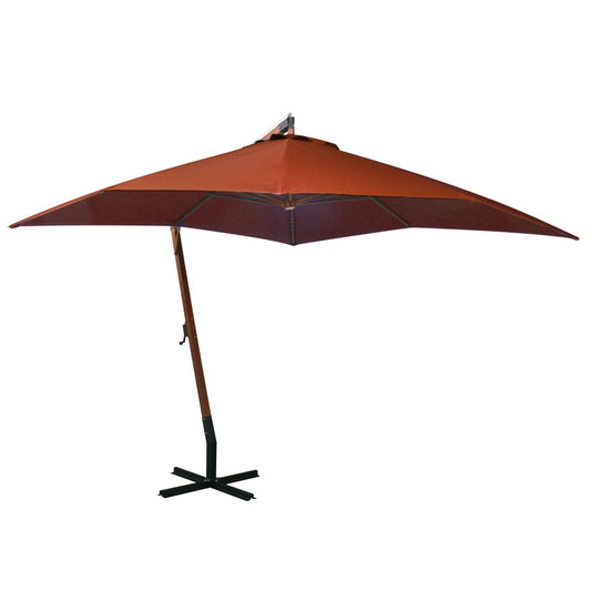 Guarda-sol de jardim suspenso com poste abeto maciço terracotta