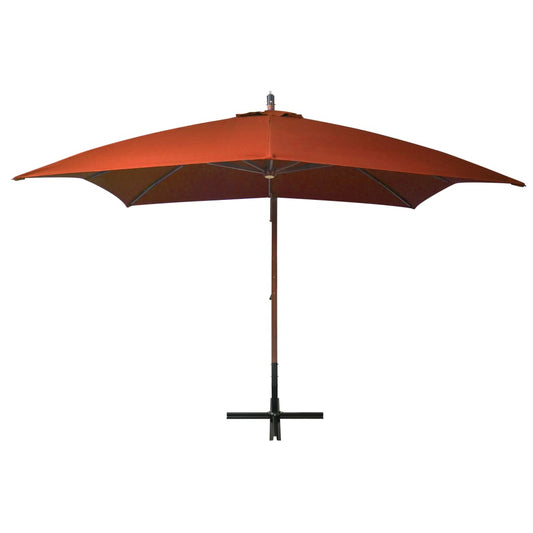 Guarda-sol de jardim suspenso com poste abeto maciço terracotta