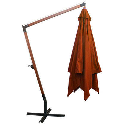 Guarda-sol de jardim suspenso com poste abeto maciço terracotta