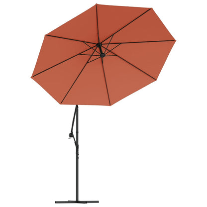 Guarda-sol cantilever de jardim luzes LED/poste aço terracotta