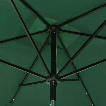 Guarda-sol de jardim com luzes LED e poste de aço 2x3 m verde