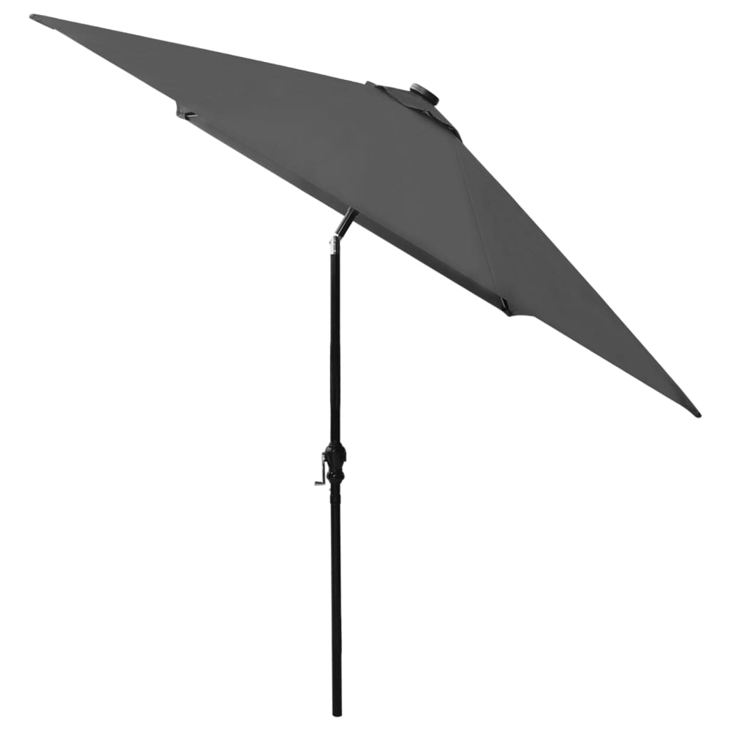 Guarda-sol de jardim c/ luzes LED/poste de aço 2x3 m antracite