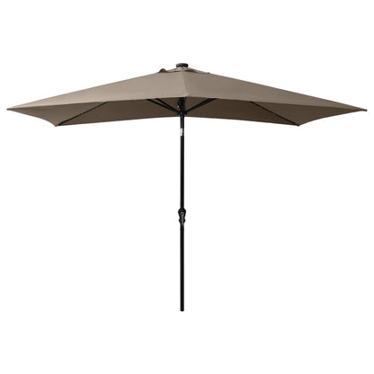 Guarda-sol de jardim c/ LED/poste de aço 2x3m cinza-acastanhado