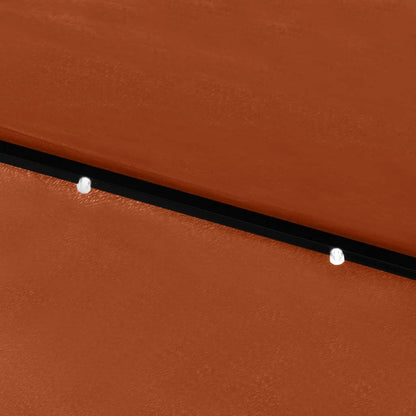 Guarda-sol de jardim c/ luzes LED e poste de aço 2x3m terracota