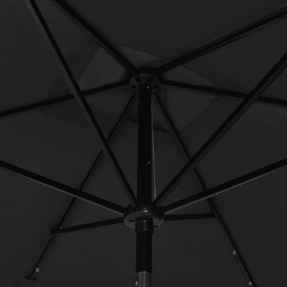 Guarda-sol de jardim com luzes LED e poste de aço 2x3 m preto