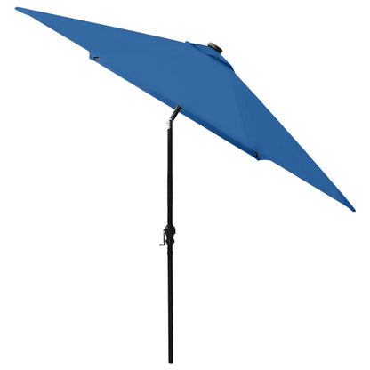 Guarda-sol de jardim c/ luzes LED/poste de aço 2x3 m azul ciano