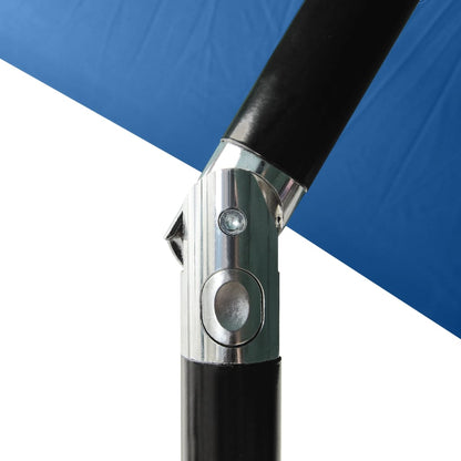 Guarda-sol de jardim c/ luzes LED/poste de aço 2x3 m azul ciano