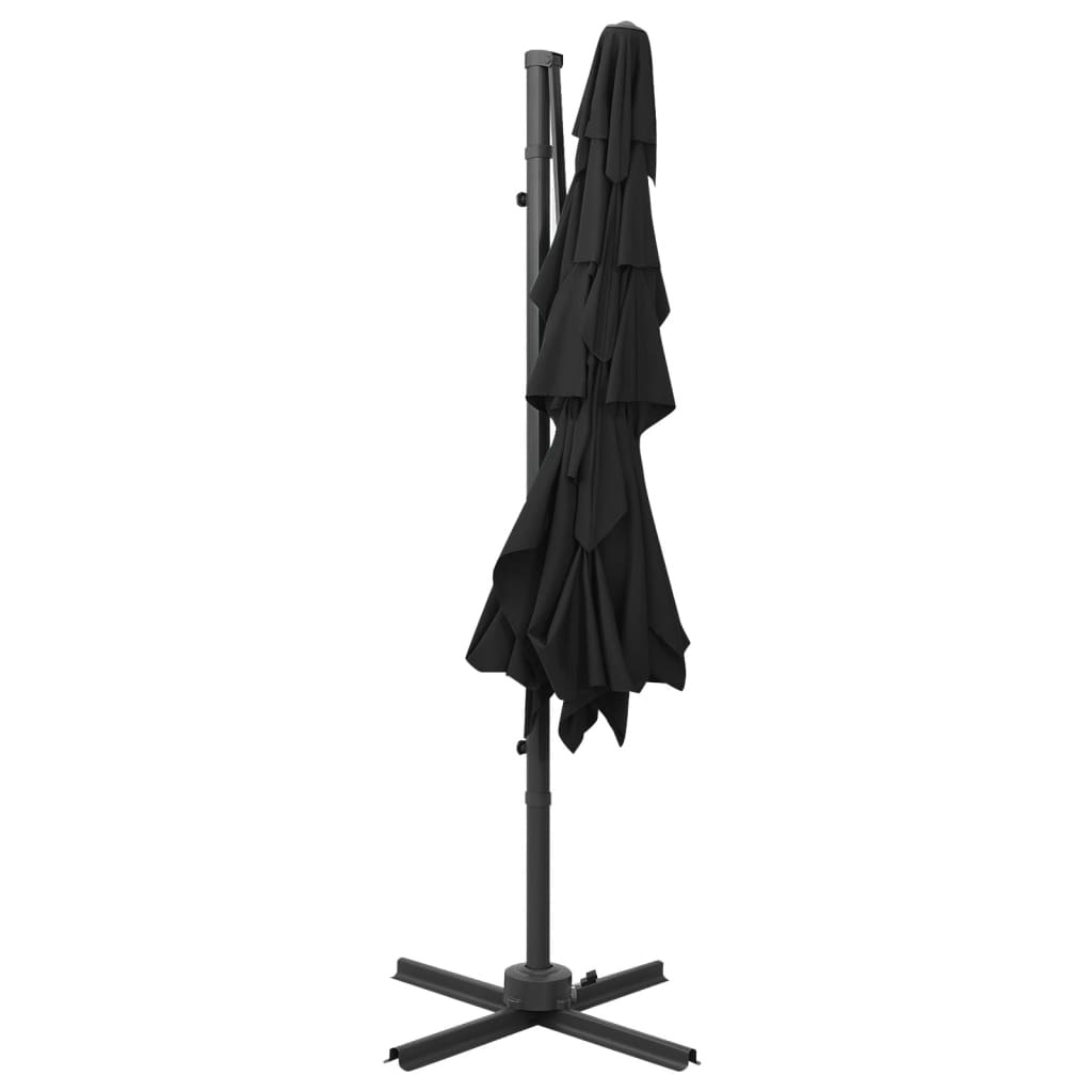 Guarda-sol jardim 4 camadas c/ poste alumínio 250x250 cm preto