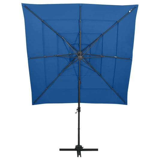 Guarda-sol 4 camadas com poste alumínio 250x250 cm azul ciano