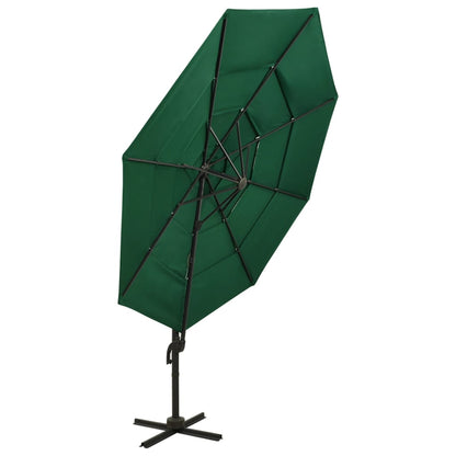 Guarda-sol de jardim 4 camadas c/ poste de alumínio 3x3 m verde