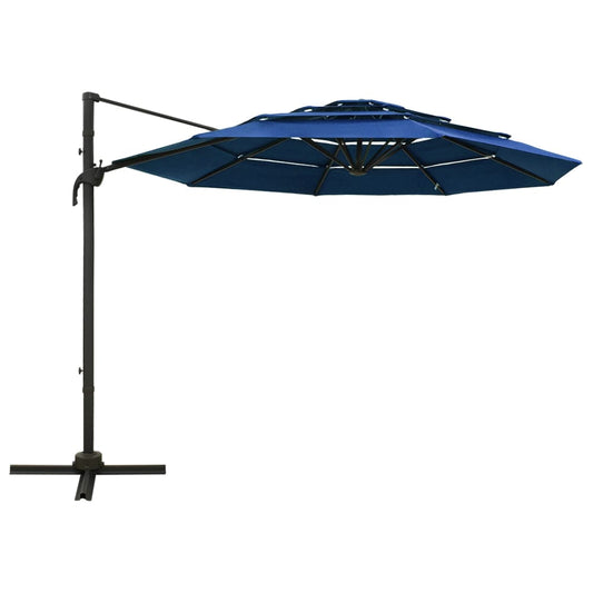 Guarda-sol jardim 4 camadas c/ poste alumínio 3x3 m azul-ciano