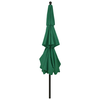 Guarda-sol de jardim 3 camadas c/ poste de alumínio 3,5 m verde