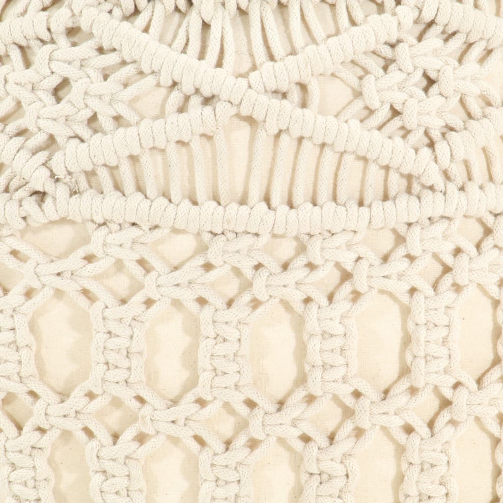 Pufe artesanal macramé 45x30 cm algodão