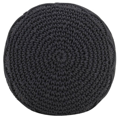 Pufe artesanal macramé 45x30 cm algodão antracite