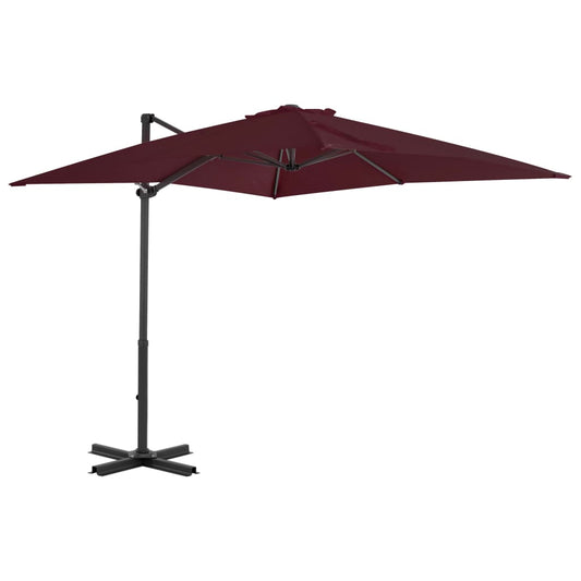 Guarda-sol jardim cantilever c/ poste alumínio 250x250 cm bordô