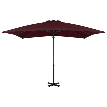 Guarda-sol jardim cantilever c/ poste alumínio 250x250 cm bordô