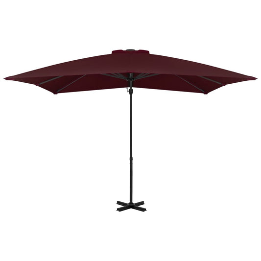 Guarda-sol jardim cantilever c/ poste alumínio 250x250 cm bordô