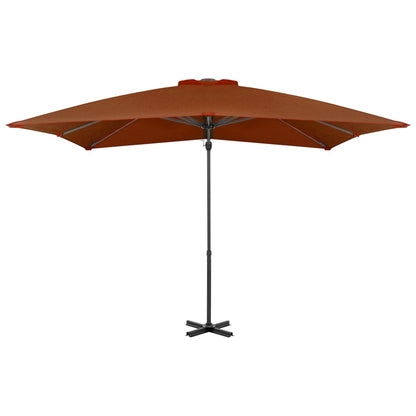 Guarda-sol de jardim cantilever c/ poste de alumínio terracotta