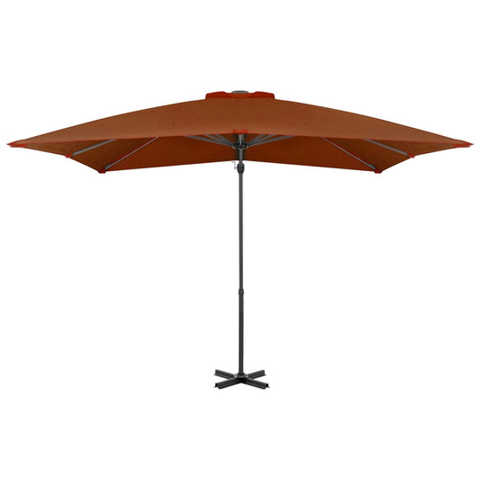 Guarda-sol de jardim cantilever c/ poste de alumínio terracotta