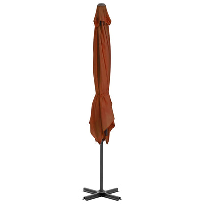 Guarda-sol de jardim cantilever c/ poste de alumínio terracotta
