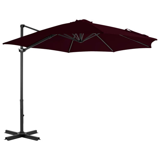 Guarda-sol jardim cantilever c/ poste alumínio 300 cm vermelho