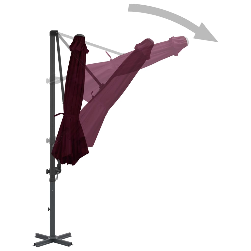 Guarda-sol jardim cantilever c/ poste alumínio 300 cm vermelho