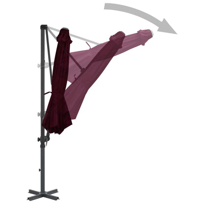 Guarda-sol jardim cantilever c/ poste alumínio 300 cm vermelho