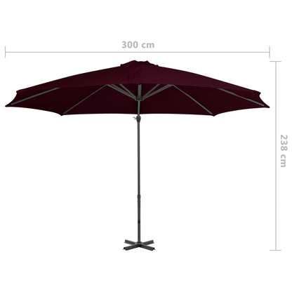 Guarda-sol jardim cantilever c/ poste alumínio 300 cm vermelho