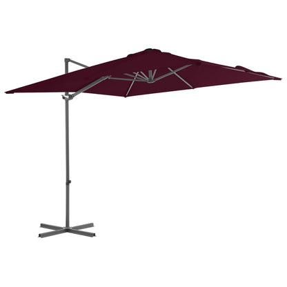 Guarda-sol de jardim cantilever c/ poste de aço 250x250cm bordô