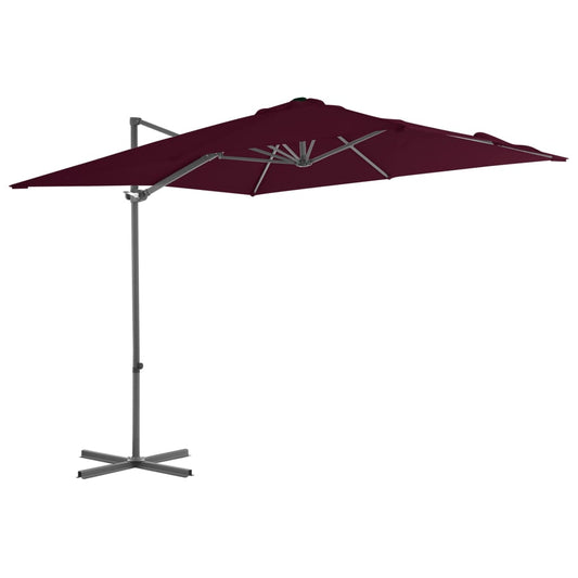 Guarda-sol de jardim cantilever c/ poste de aço 250x250cm bordô