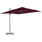 Guarda-sol de jardim cantilever c/ poste de aço 250x250cm bordô
