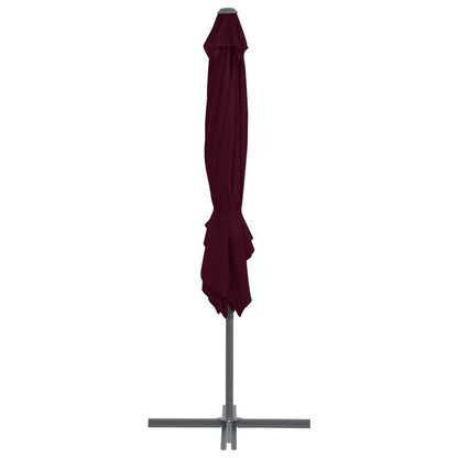 Guarda-sol de jardim cantilever c/ poste de aço 250x250cm bordô