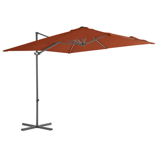 Guarda-sol jardim cantilever c/ poste aço 250x250 cm terracotta