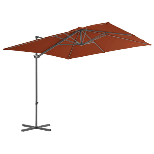 Guarda-sol jardim cantilever c/ poste aço 250x250 cm terracotta