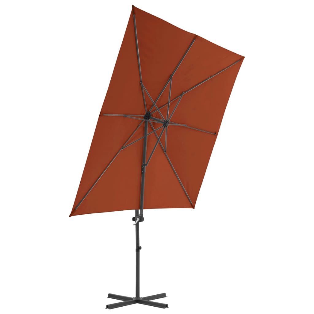 Guarda-sol jardim cantilever c/ poste aço 250x250 cm terracotta