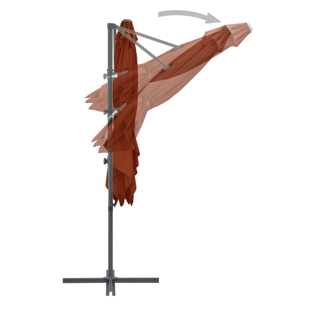 Guarda-sol jardim cantilever c/ poste aço 250x250 cm terracotta