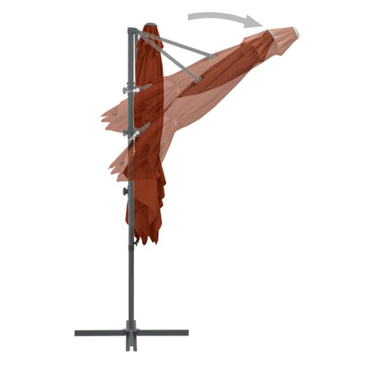 Guarda-sol jardim cantilever c/ poste aço 250x250 cm terracotta