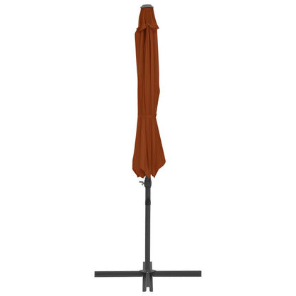Guarda-sol de jardim cantilever c/ poste aço 300 cm terracotta