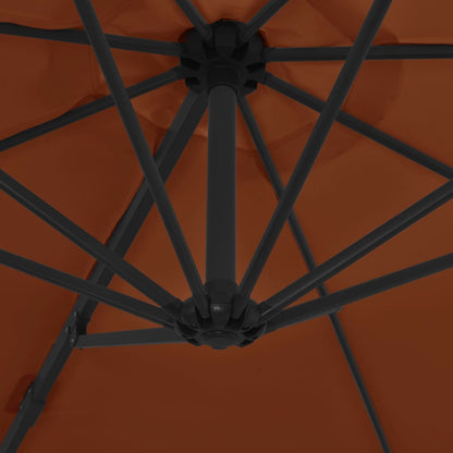 Guarda-sol de jardim cantilever c/ poste aço 300 cm terracotta