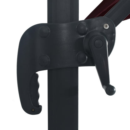 Guarda-sol de jardim cantilever c/ luzes LED 400x300 cm bordô
