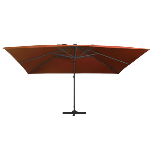 Guarda-sol jardim cantilever c/ luzes LED 400x300 cm terracotta