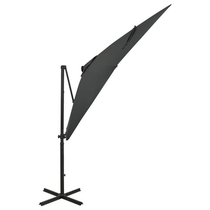 Guarda-sol jardim cantilever c/ poste/luzes LED 250cm antracite