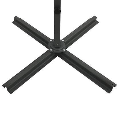Guarda-sol jardim cantilever poste/luzes LED 250 cm azul-ciano