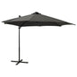 Guarda-sol jardim cantilever c/ poste/luzes LED 300cm antracite