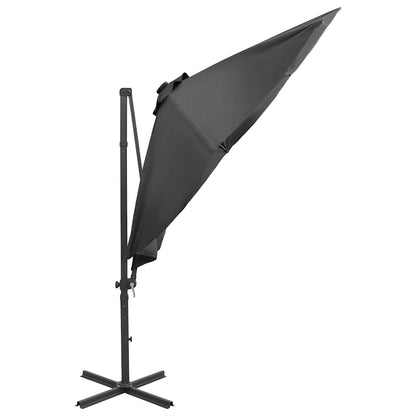 Guarda-sol jardim cantilever c/ poste/luzes LED 300cm antracite