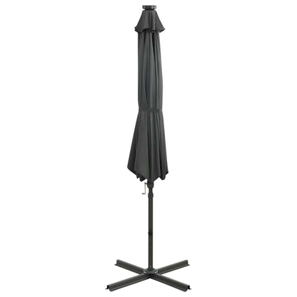 Guarda-sol jardim cantilever c/ poste/luzes LED 300cm antracite
