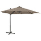 Guarda-sol jardim c/ poste e luzes LED 300 cm cinza-acastanhado