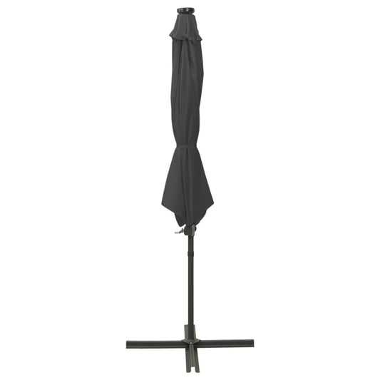 Guarda-sol jardim cantilever c/ poste/luzes LED 300cm antracite