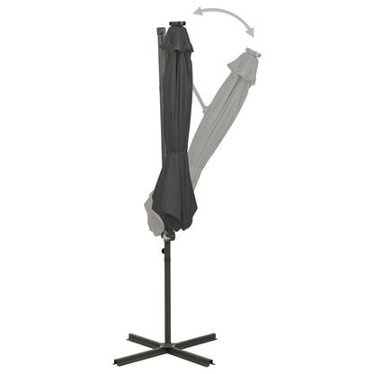 Guarda-sol jardim cantilever c/ poste/luzes LED 300cm antracite