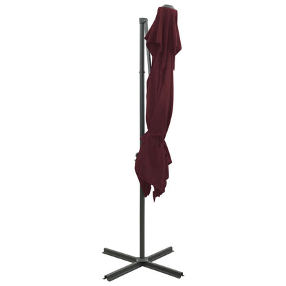 Guarda-sol de jardim cantilever c/ toldo duplo 250x250 cm bordô
